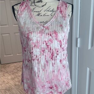 White House Black Market Pink Asymmetrical Sleeveless Tank Top